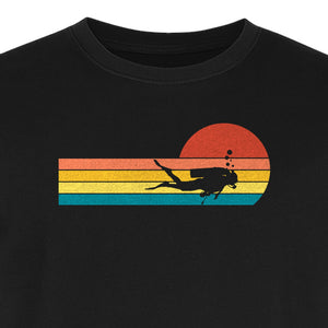 Scuba Diving T-Shirt, Retro Sunset Diver Graphic for Ocean Explorers and Water Sport Fans