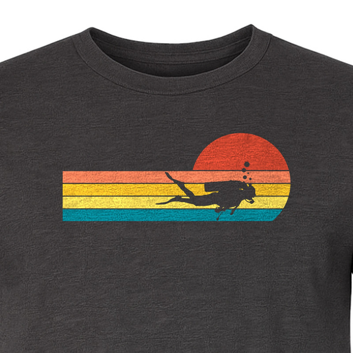 Scuba Diving T-Shirt, Retro Sunset Diver Graphic for Ocean Explorers and Water Sport Fans