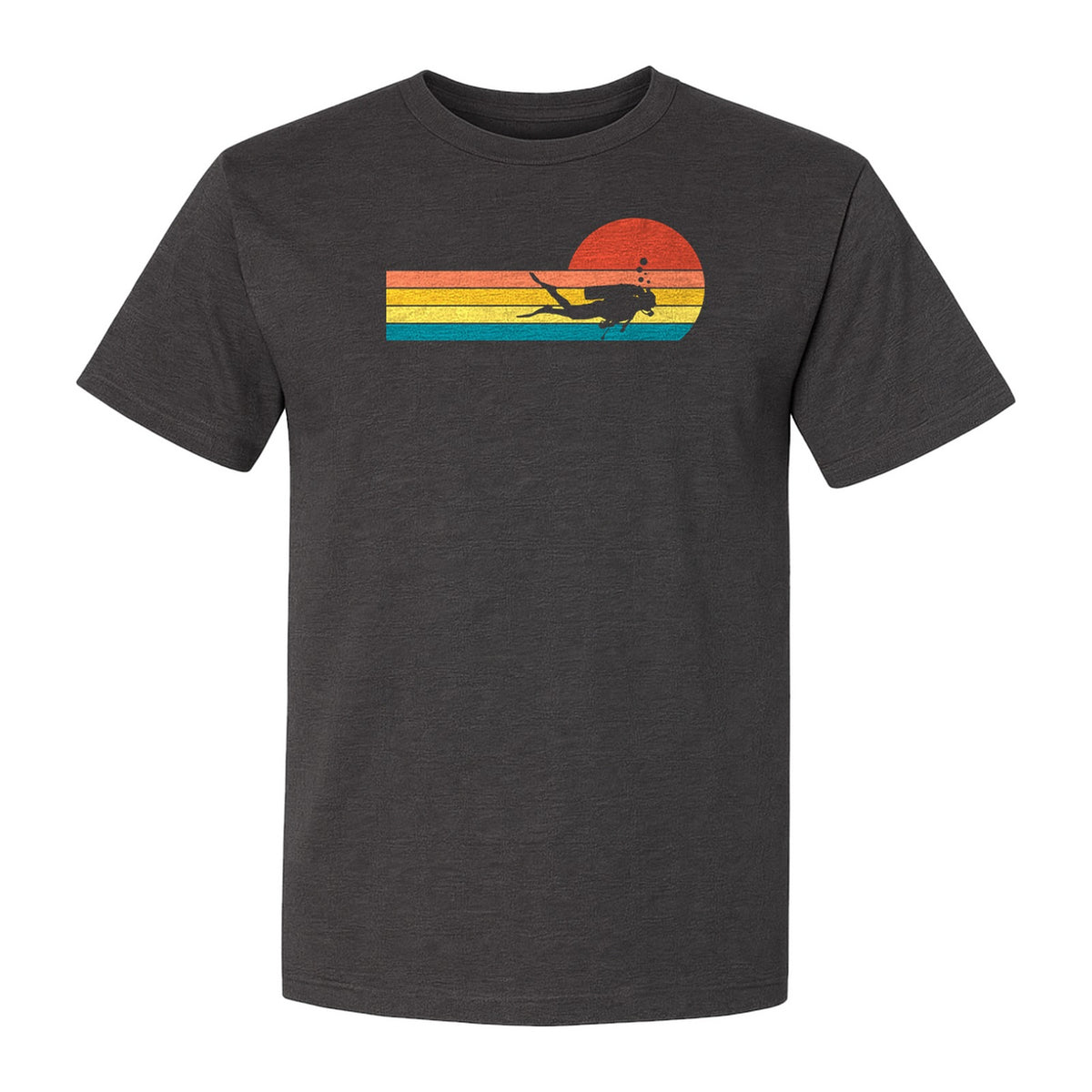 Scuba Diving T-Shirt, Retro Sunset Diver Graphic for Ocean Explorers and Water Sport Fans
