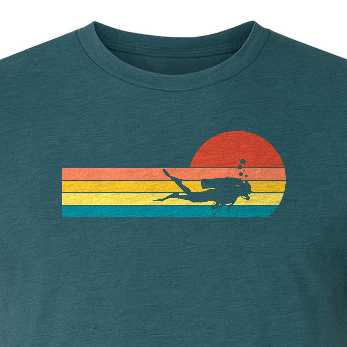 Scuba Diving T-Shirt, Retro Sunset Diver Graphic for Ocean Explorers and Water Sport Fans