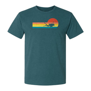Scuba Diving T-Shirt, Retro Sunset Diver Graphic for Ocean Explorers and Water Sport Fans