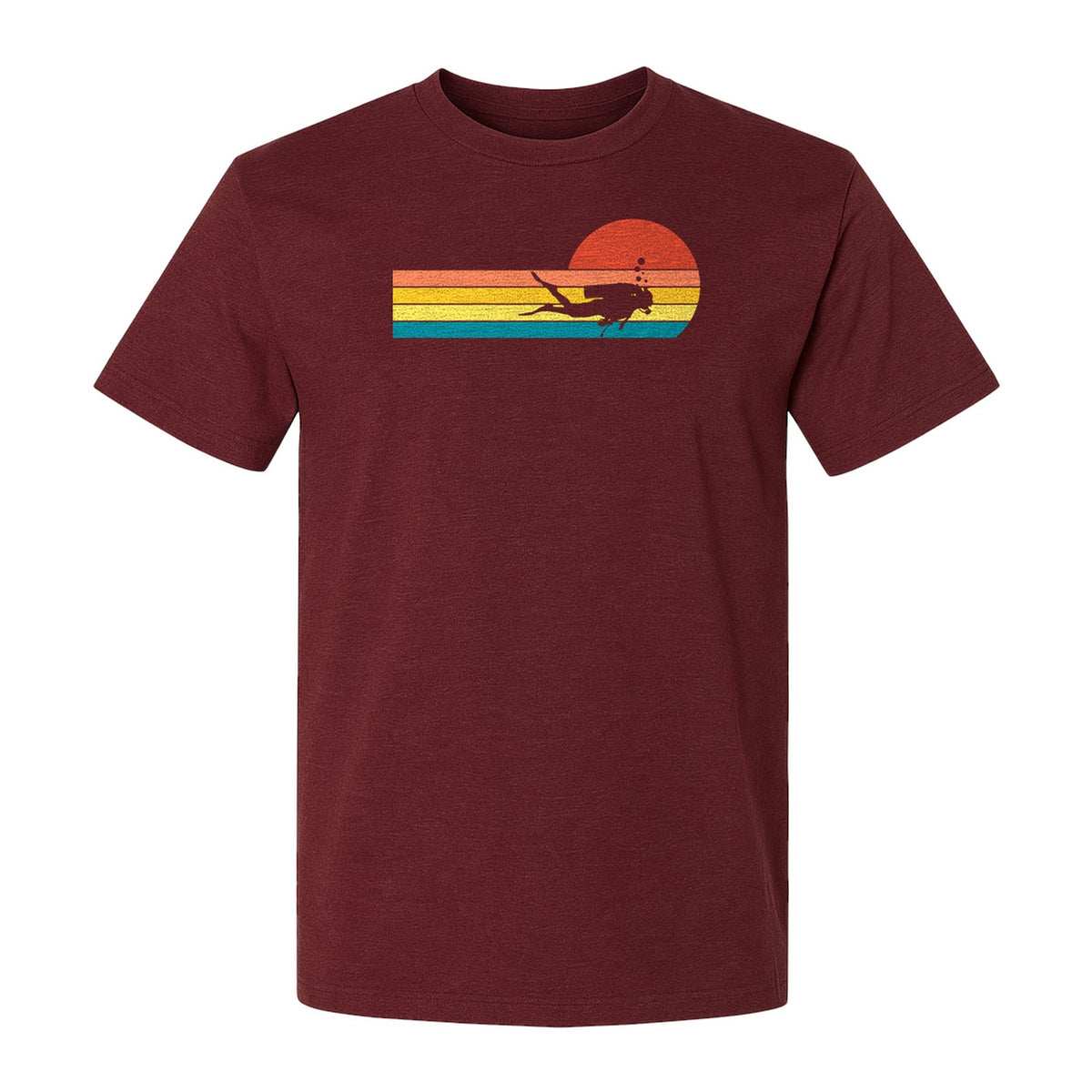 Scuba Diving T-Shirt, Retro Sunset Diver Graphic for Ocean Explorers and Water Sport Fans