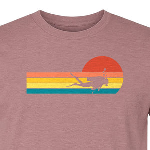 Scuba Diving T-Shirt, Retro Sunset Diver Graphic for Ocean Explorers and Water Sport Fans