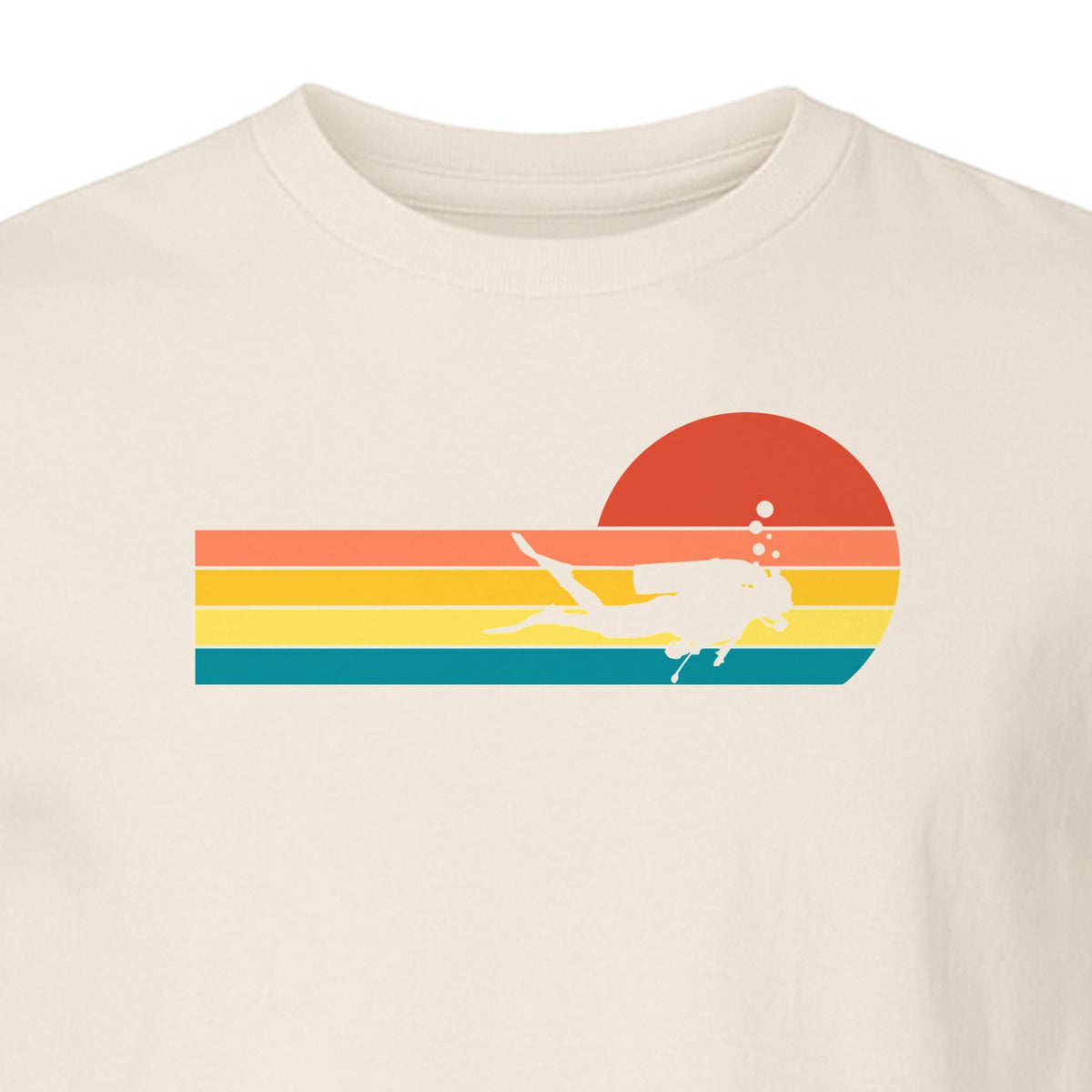 Scuba Diving T-Shirt, Retro Sunset Diver Graphic for Ocean Explorers and Water Sport Fans