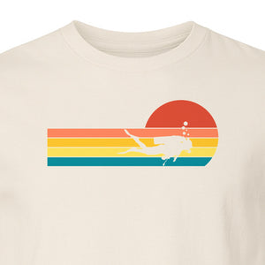 Scuba Diving T-Shirt, Retro Sunset Diver Graphic for Ocean Explorers and Water Sport Fans