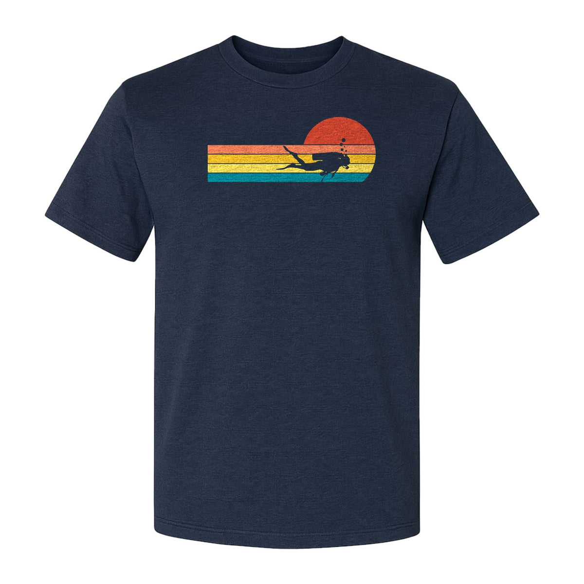 Scuba Diving T-Shirt, Retro Sunset Diver Graphic for Ocean Explorers and Water Sport Fans