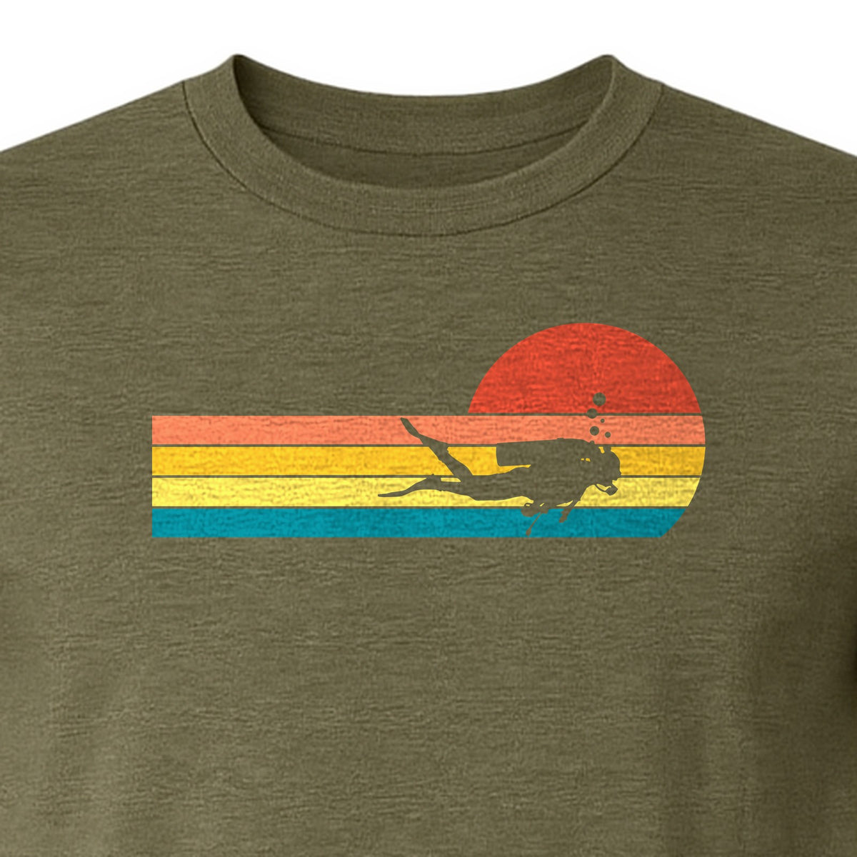 Scuba Diving T-Shirt, Retro Sunset Diver Graphic for Ocean Explorers and Water Sport Fans