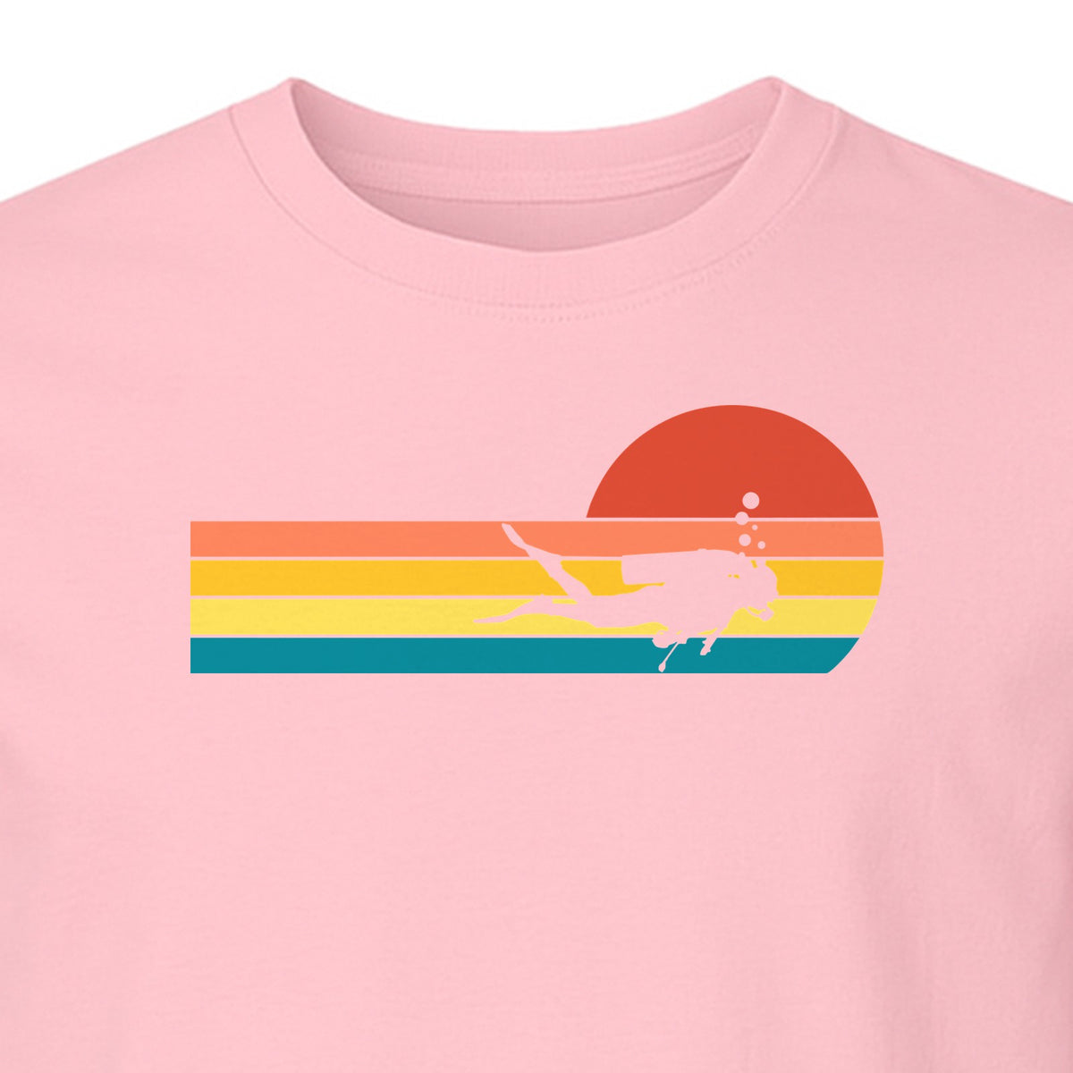 Scuba Diving T-Shirt, Retro Sunset Diver Graphic for Ocean Explorers and Water Sport Fans