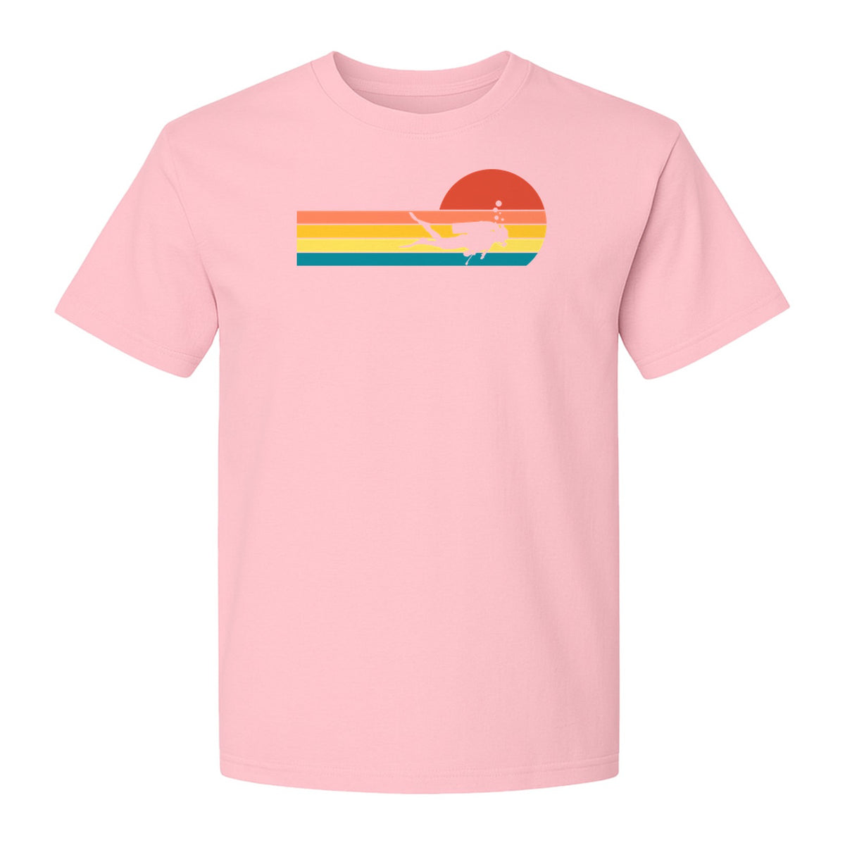 Scuba Diving T-Shirt, Retro Sunset Diver Graphic for Ocean Explorers and Water Sport Fans