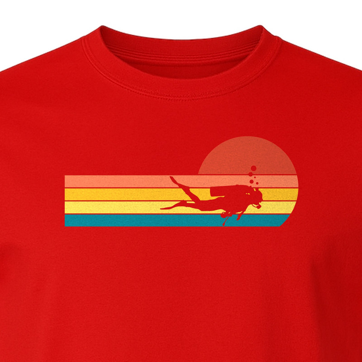 Scuba Diving T-Shirt, Retro Sunset Diver Graphic for Ocean Explorers and Water Sport Fans