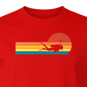 Scuba Diving T-Shirt, Retro Sunset Diver Graphic for Ocean Explorers and Water Sport Fans