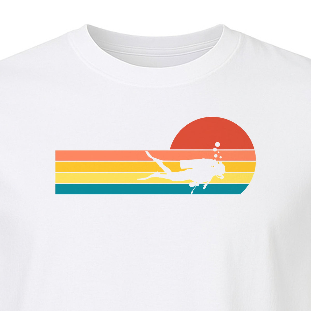 Scuba Diving T-Shirt, Retro Sunset Diver Graphic for Ocean Explorers and Water Sport Fans