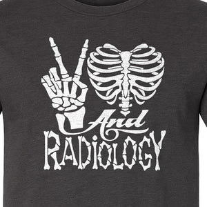 Radiology T-Shirt, Peace Sign Skeleton Rib Cage Design for X-Ray Techs and Imaging Technologists