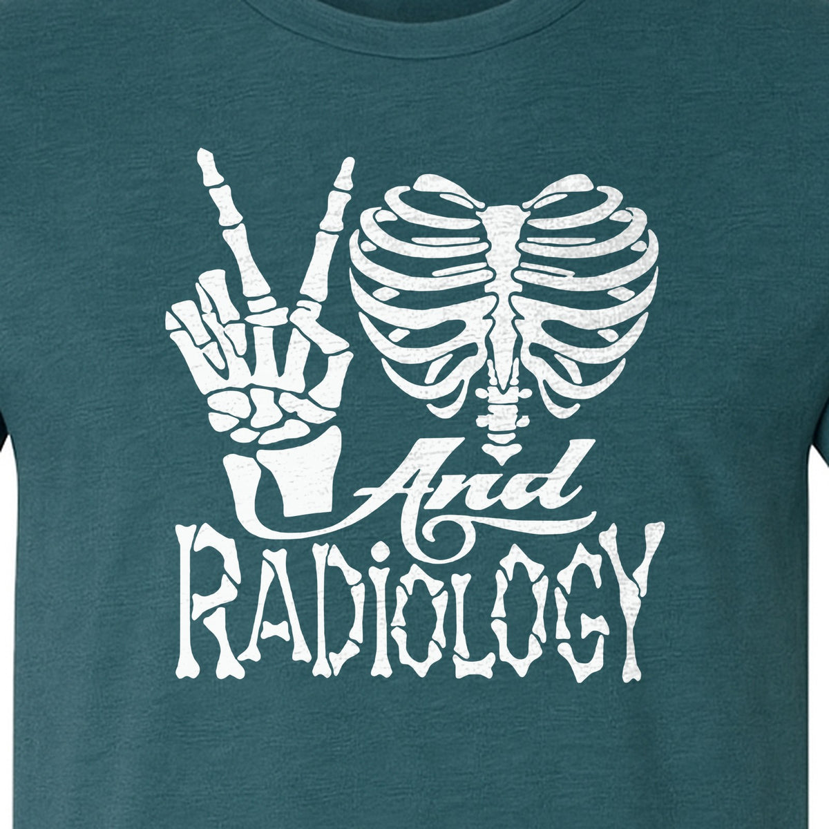 Radiology T-Shirt, Peace Sign Skeleton Rib Cage Design for X-Ray Techs and Imaging Technologists