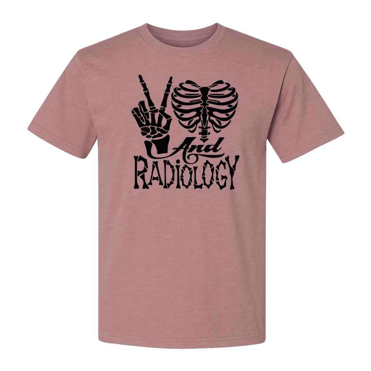 Radiology T-Shirt, Peace Sign Skeleton Rib Cage Design for X-Ray Techs and Imaging Technologists
