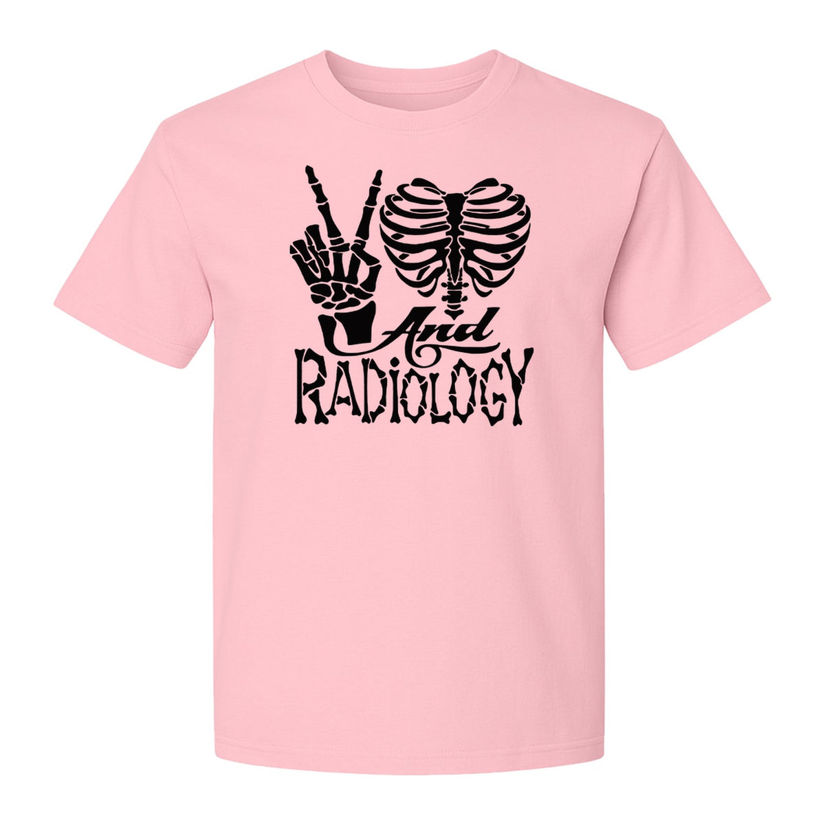 Radiology T-Shirt, Peace Sign Skeleton Rib Cage Design for X-Ray Techs and Imaging Technologists