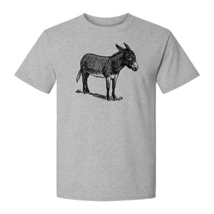 Donkey T-Shirt, Detailed Standing Sketch Graphic for Animal Lovers and Ranch Life