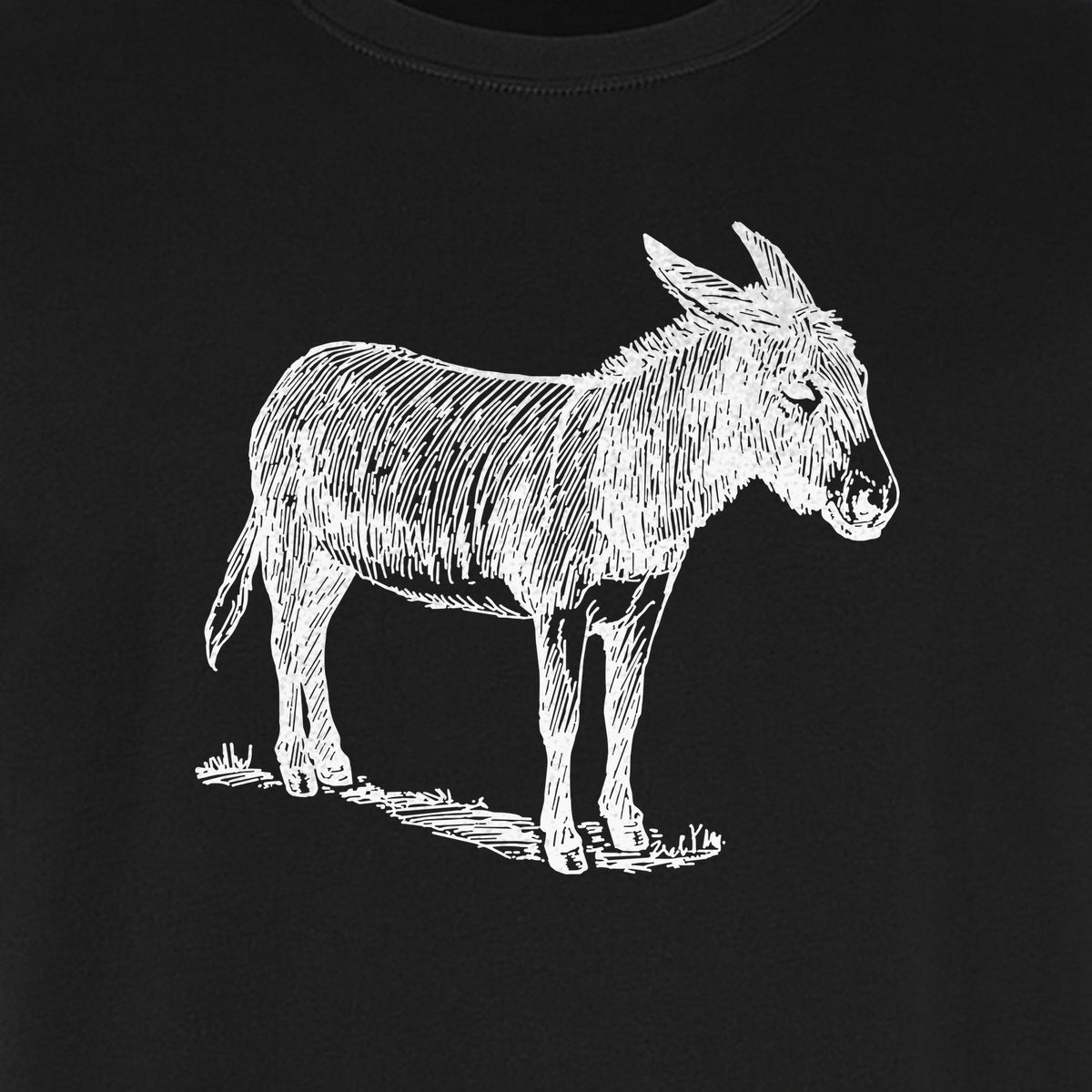 Donkey T-Shirt, Detailed Standing Sketch Graphic for Animal Lovers and Ranch Life