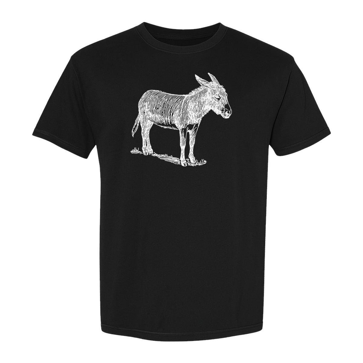Donkey T-Shirt, Detailed Standing Sketch Graphic for Animal Lovers and Ranch Life