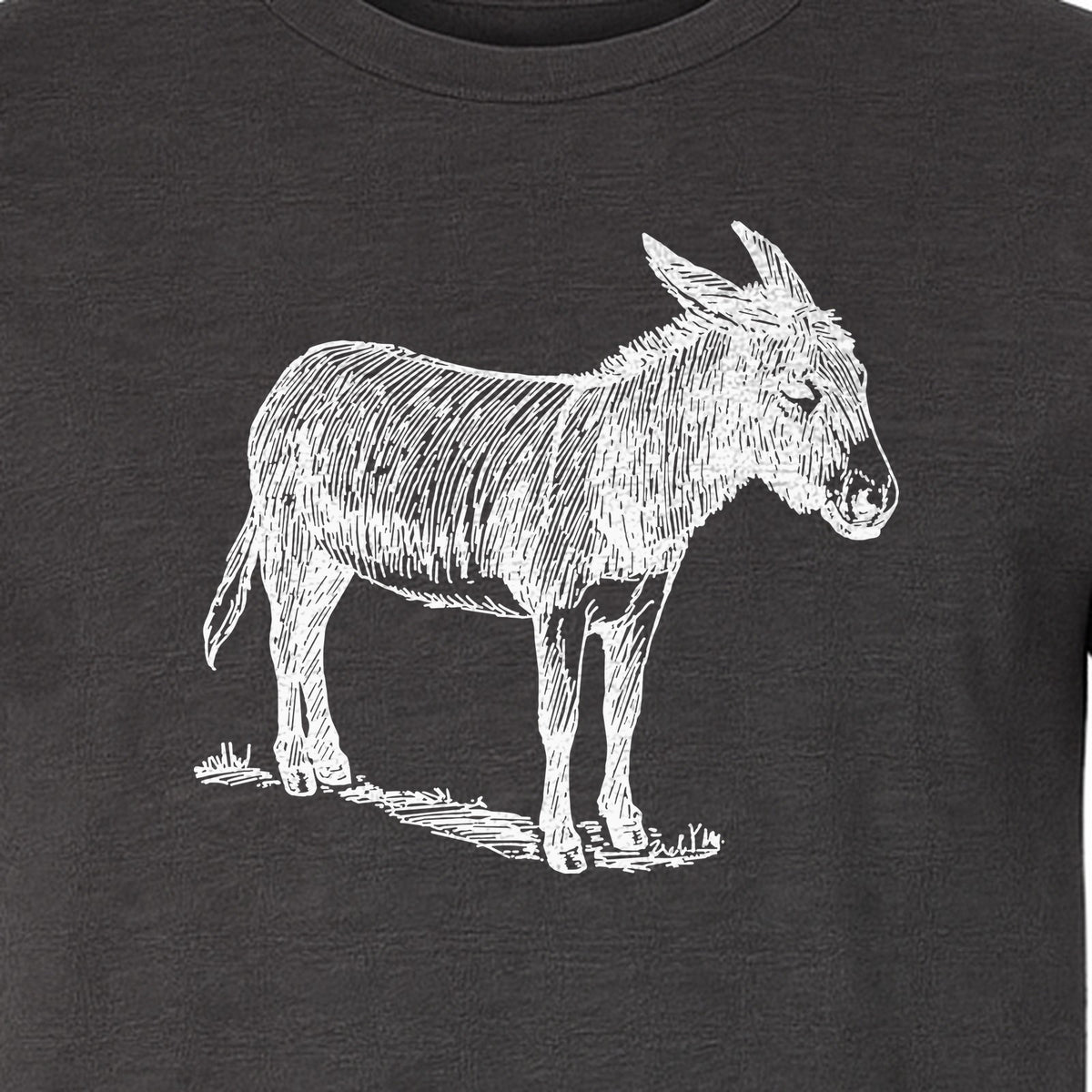 Donkey T-Shirt, Detailed Standing Sketch Graphic for Animal Lovers and Ranch Life