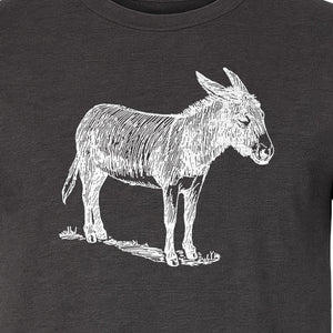Donkey T-Shirt, Detailed Standing Sketch Graphic for Animal Lovers and Ranch Life