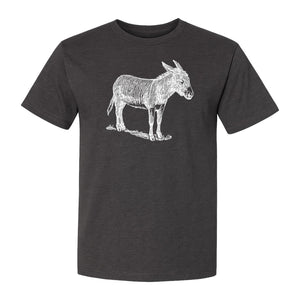 Donkey T-Shirt, Detailed Standing Sketch Graphic for Animal Lovers and Ranch Life
