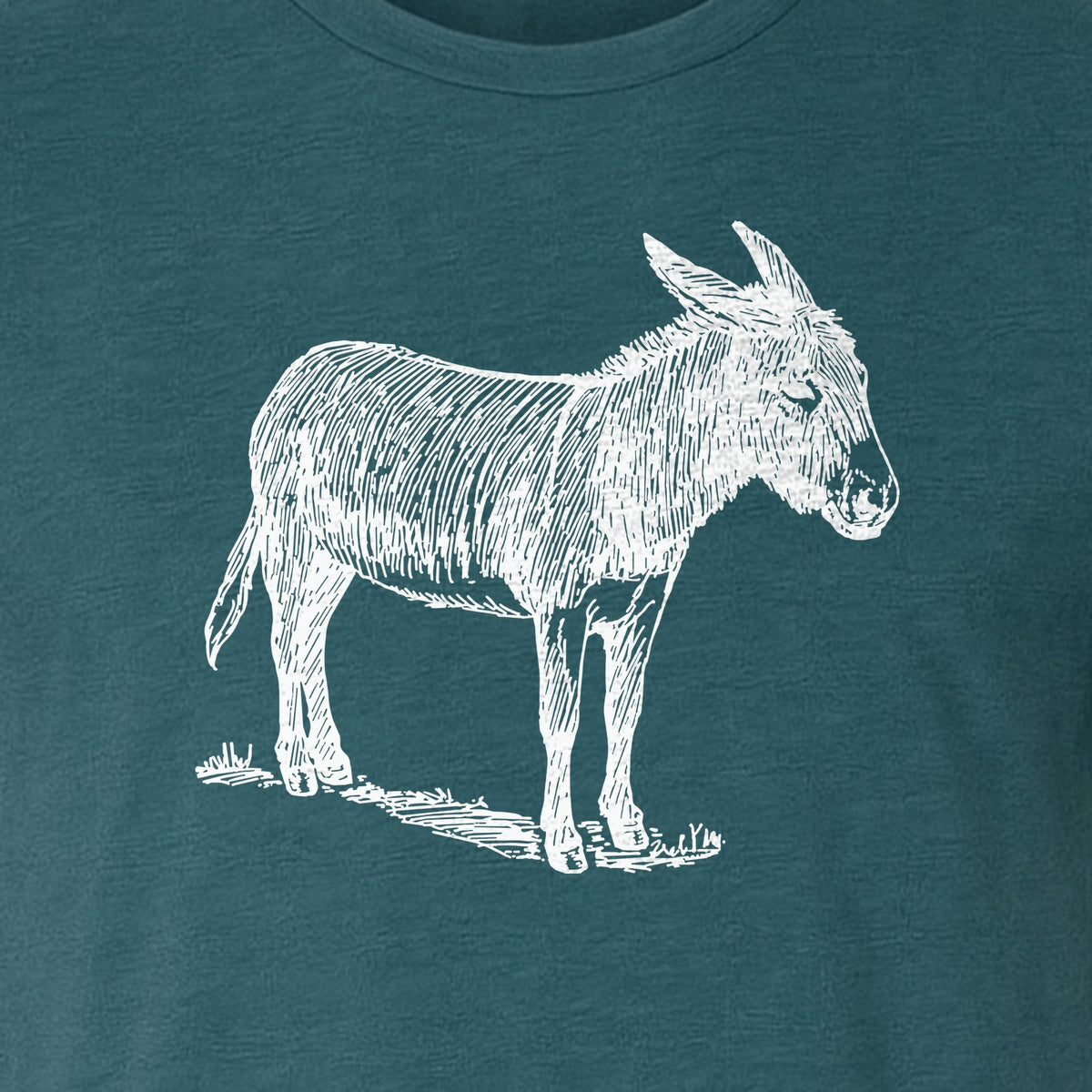 Donkey T-Shirt, Detailed Standing Sketch Graphic for Animal Lovers and Ranch Life