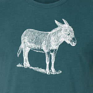 Donkey T-Shirt, Detailed Standing Sketch Graphic for Animal Lovers and Ranch Life