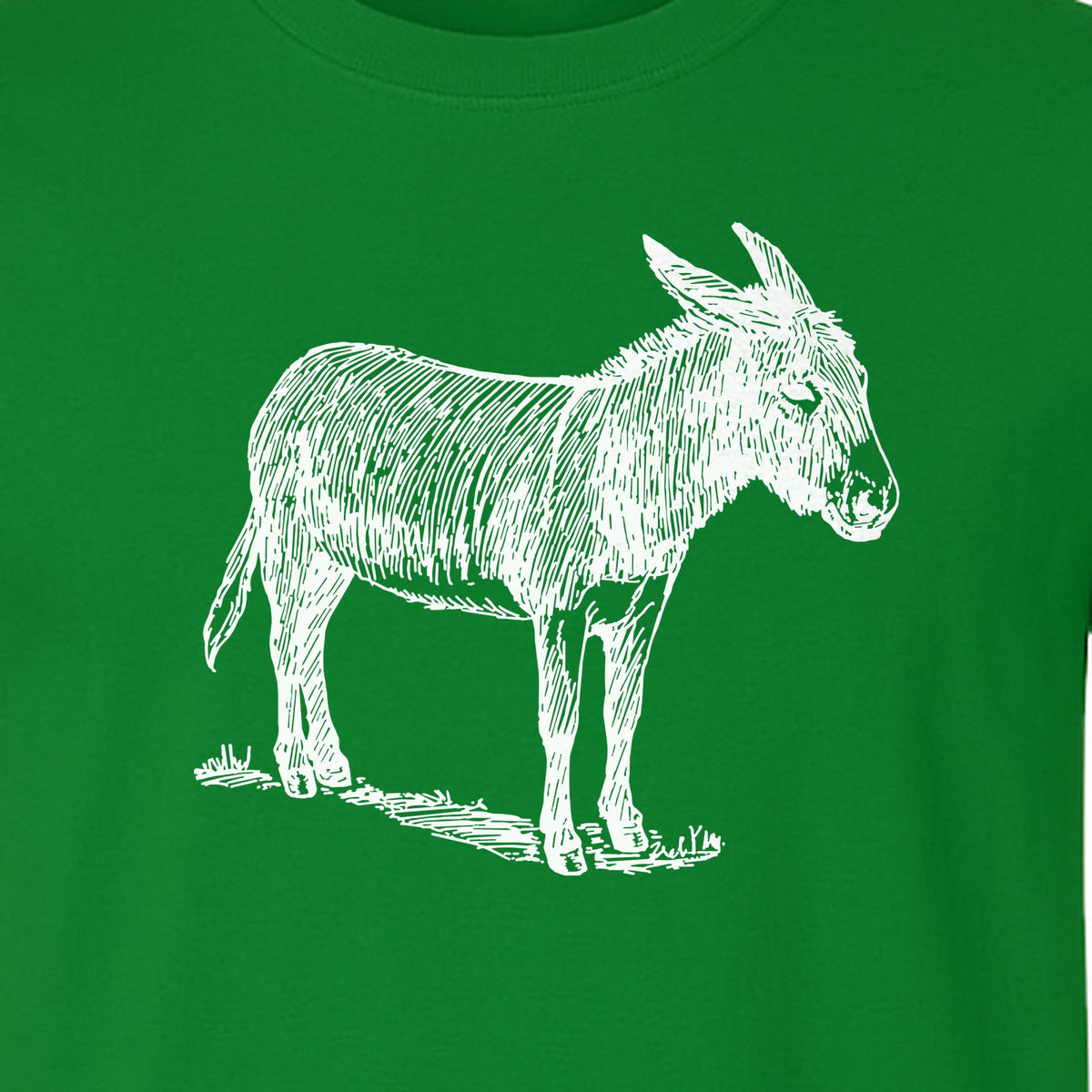 Donkey T-Shirt, Detailed Standing Sketch Graphic for Animal Lovers and Ranch Life