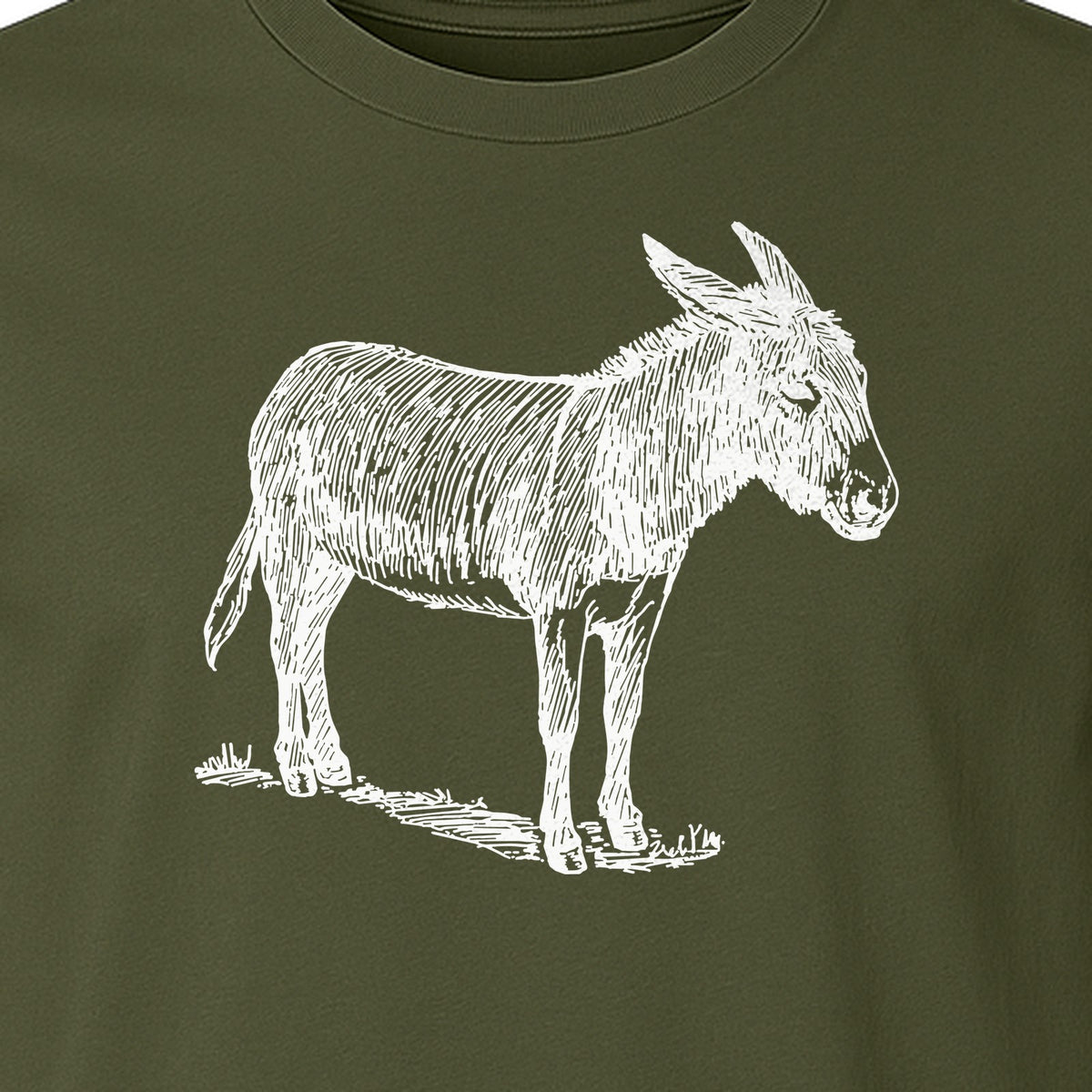 Donkey T-Shirt, Detailed Standing Sketch Graphic for Animal Lovers and Ranch Life