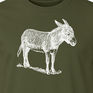 Donkey T-Shirt, Detailed Standing Sketch Graphic for Animal Lovers and Ranch Life