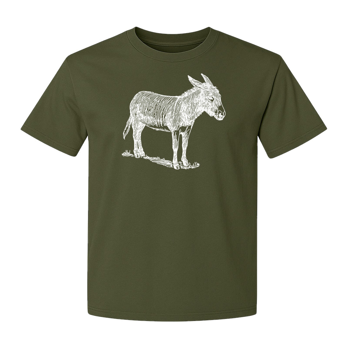 Donkey T-Shirt, Detailed Standing Sketch Graphic for Animal Lovers and Ranch Life