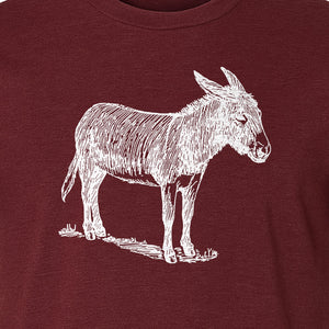 Donkey T-Shirt, Detailed Standing Sketch Graphic for Animal Lovers and Ranch Life