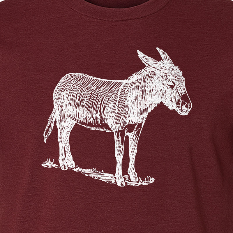 Donkey T-Shirt, Detailed Standing Sketch Graphic for Animal Lovers and Ranch Life