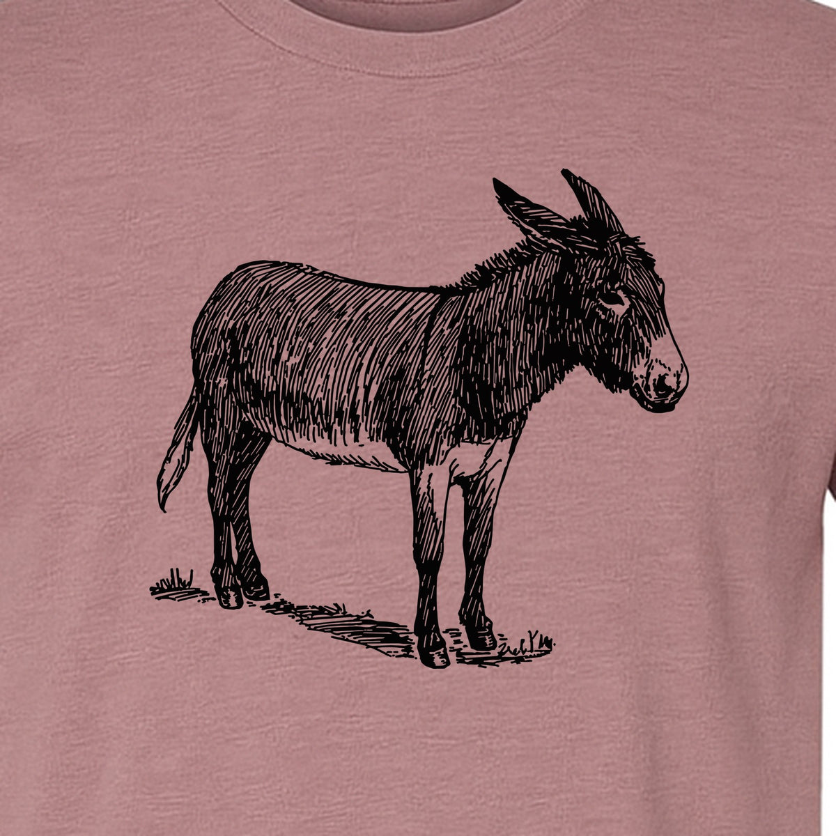 Donkey T-Shirt, Detailed Standing Sketch Graphic for Animal Lovers and Ranch Life