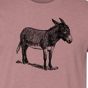 Donkey T-Shirt, Detailed Standing Sketch Graphic for Animal Lovers and Ranch Life