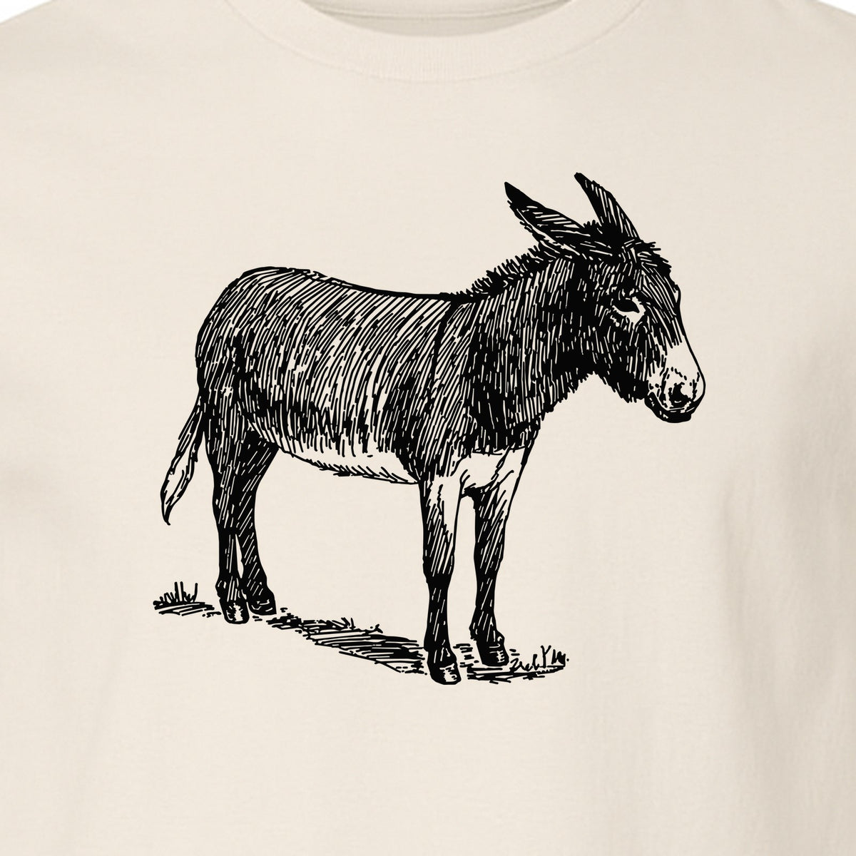 Donkey T-Shirt, Detailed Standing Sketch Graphic for Animal Lovers and Ranch Life