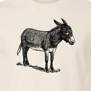 Donkey T-Shirt, Detailed Standing Sketch Graphic for Animal Lovers and Ranch Life