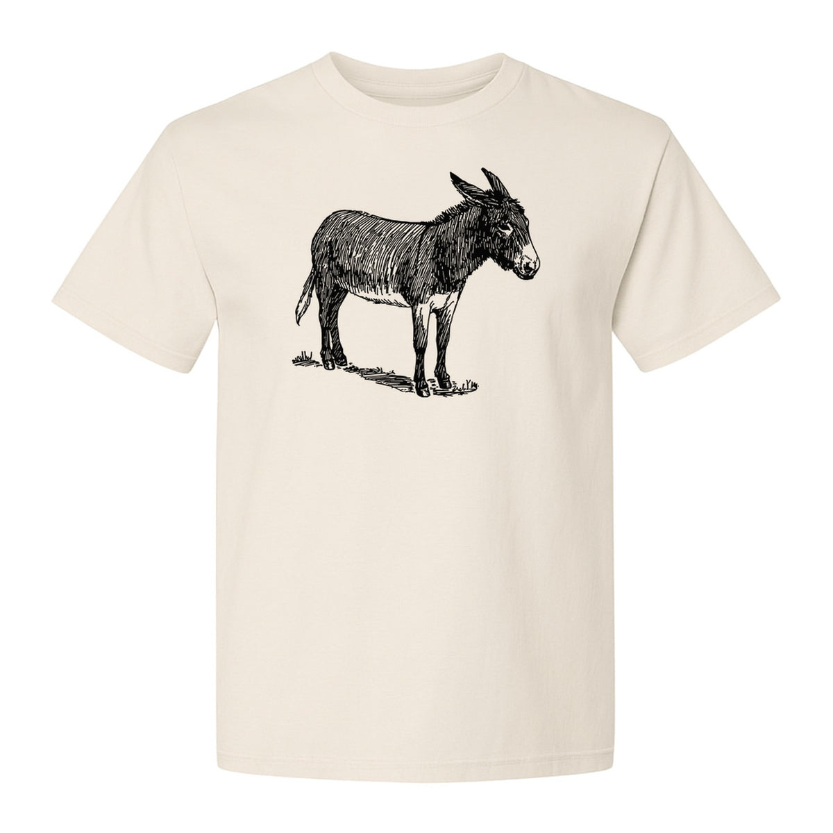 Donkey T-Shirt, Detailed Standing Sketch Graphic for Animal Lovers and Ranch Life