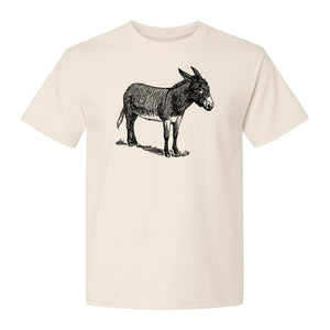 Donkey T-Shirt, Detailed Standing Sketch Graphic for Animal Lovers and Ranch Life