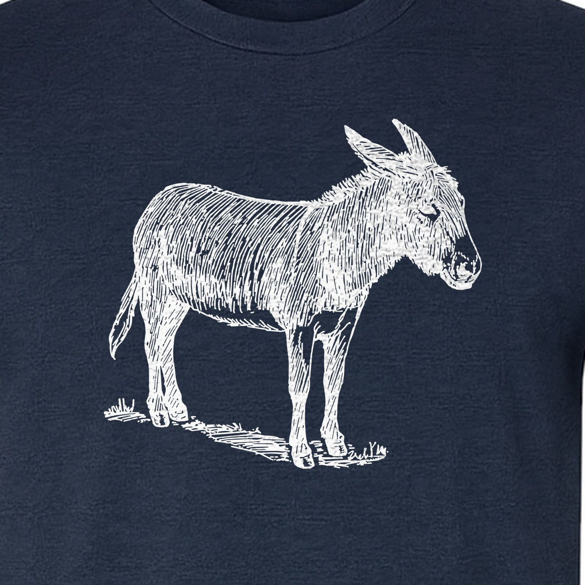 Donkey T-Shirt, Detailed Standing Sketch Graphic for Animal Lovers and Ranch Life