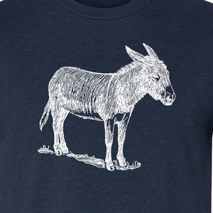 Donkey T-Shirt, Detailed Standing Sketch Graphic for Animal Lovers and Ranch Life