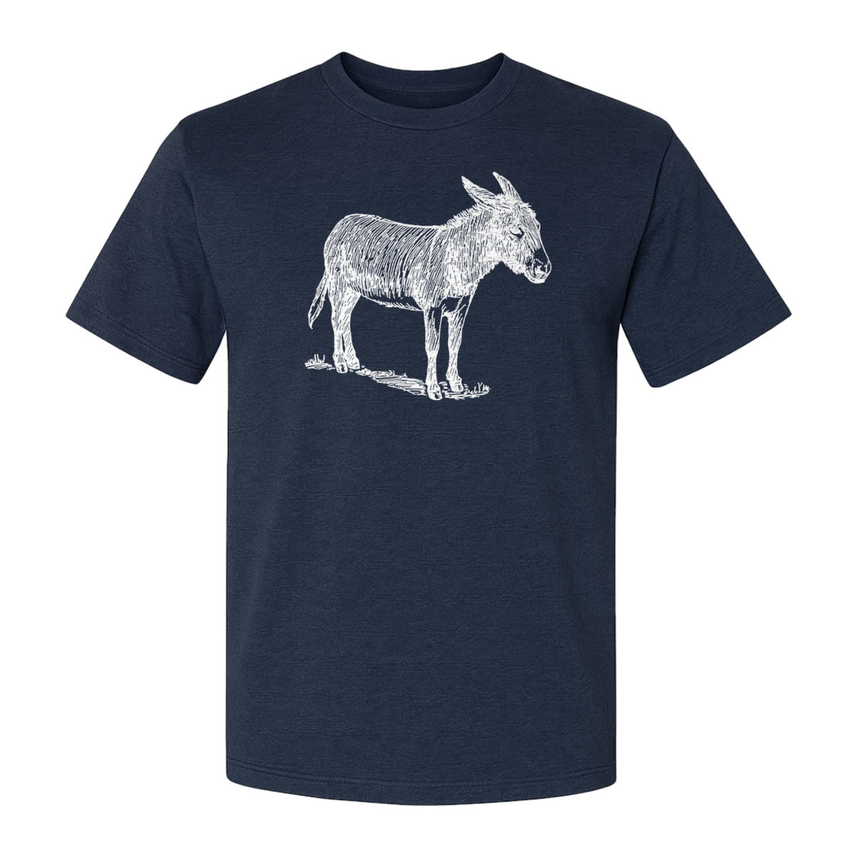 Donkey T-Shirt, Detailed Standing Sketch Graphic for Animal Lovers and Ranch Life