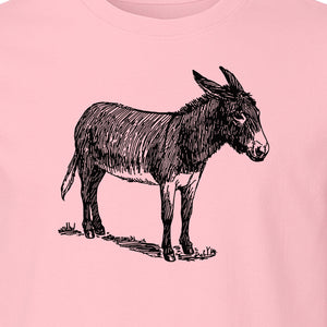 Donkey T-Shirt, Detailed Standing Sketch Graphic for Animal Lovers and Ranch Life