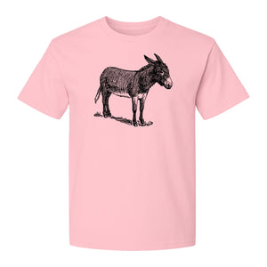Donkey T-Shirt, Detailed Standing Sketch Graphic for Animal Lovers and Ranch Life