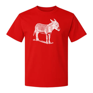 Donkey T-Shirt, Detailed Standing Sketch Graphic for Animal Lovers and Ranch Life