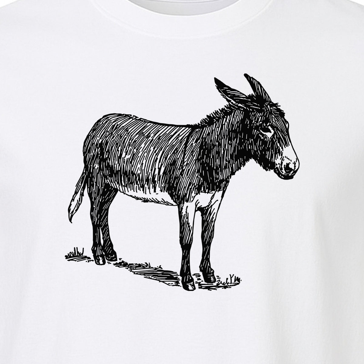 Donkey T-Shirt, Detailed Standing Sketch Graphic for Animal Lovers and Ranch Life