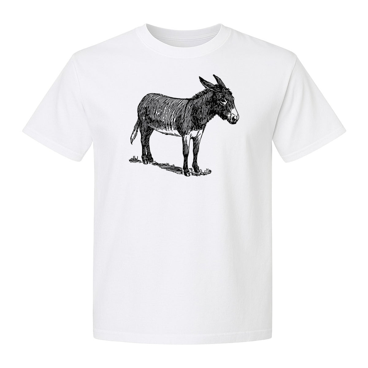Donkey T-Shirt, Detailed Standing Sketch Graphic for Animal Lovers and Ranch Life
