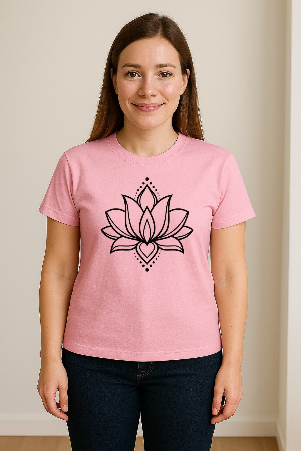 Lotus Flower T-Shirt, Boho Mandala Yoga Meditation Gift for Mindfulness Lovers