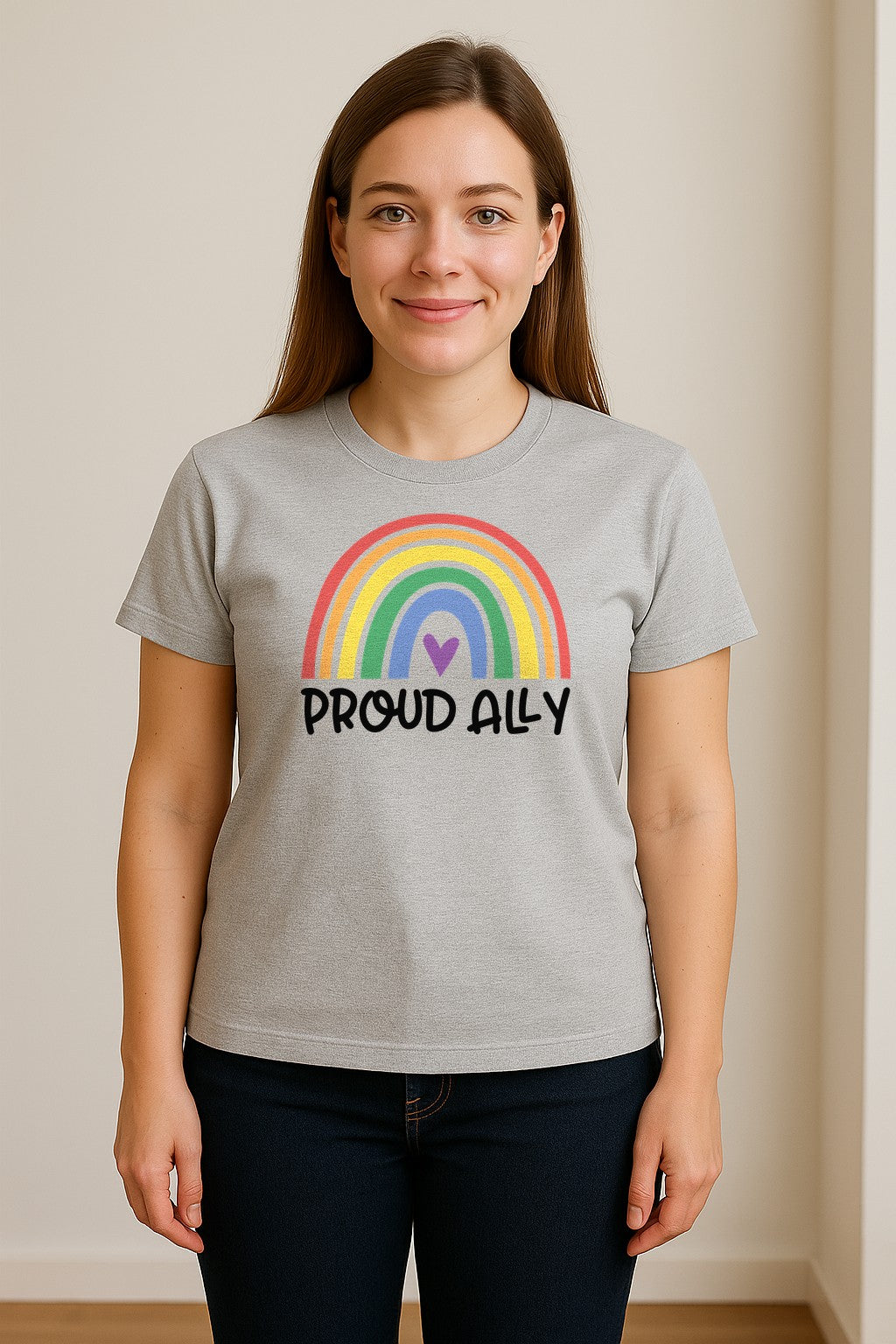 Proud Ally Rainbow T-Shirt, LGBTQ Support and Equality Design for Pride Month Celebrations